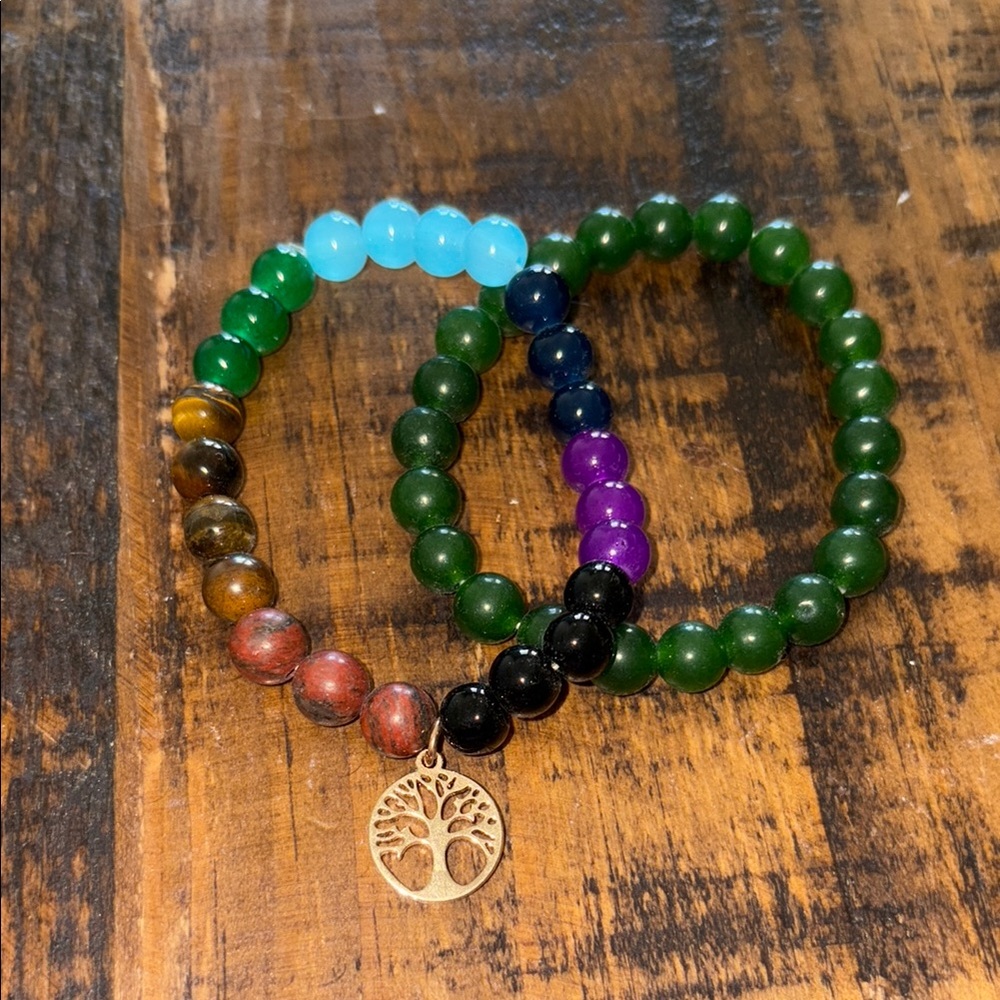 Colorful Beaded Tree of Life Bracelet and jade